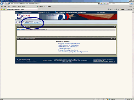 Screenshot of Enterprise Portal Home Page